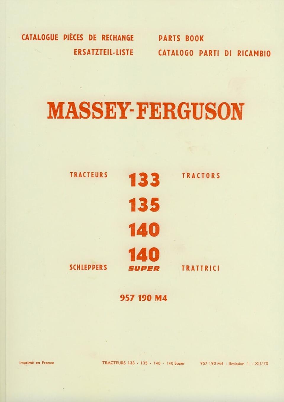 Ersatzteilbuch Massey Ferguson 135 im Oldtimer Traktor Ersatzteile Shop online kaufen
