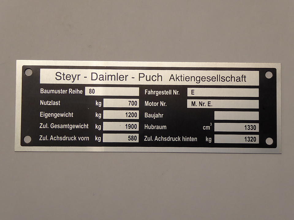 Baumusterschild Steyr T80-280 kaufen Baumusterschild Steyr T80-280 im Oldtimer Traktor Ersatzteile Shop online kaufen