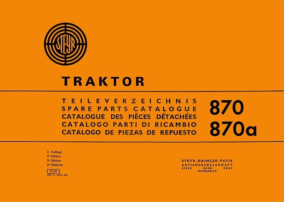 Ersatzteilbuch Steyr 870 und 870a im Oldtimer Traktor Ersatzteile Shop online kaufen