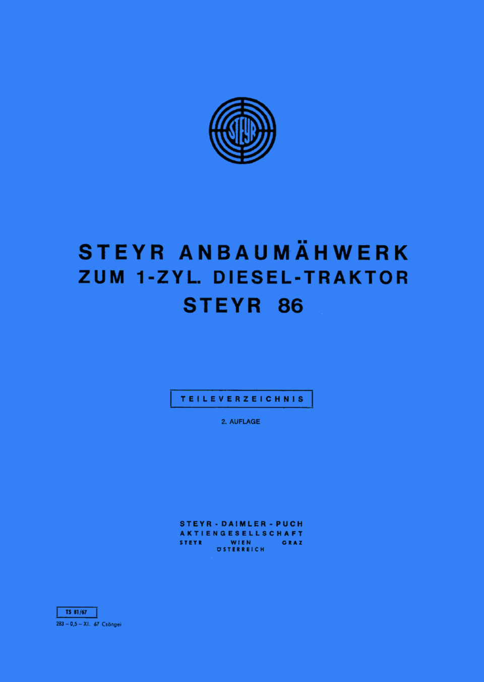 Ersatzteilbuch Steyr Anbaumähwerk Typ 86 im Oldtimer Traktor Ersatzteile Shop online kaufen